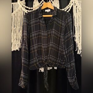 Bella Dahl Black and White Plaid Button Down Shirt